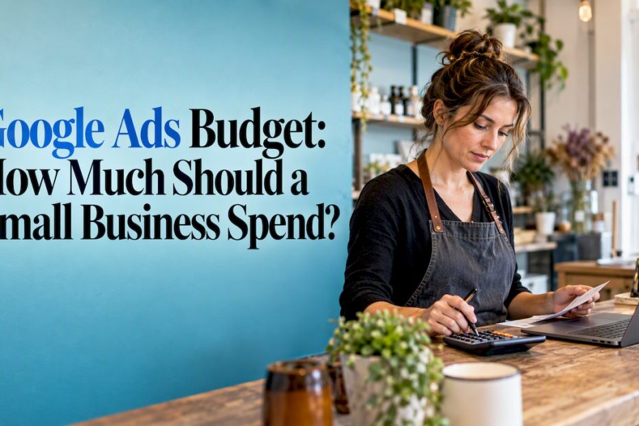 Small business owner calculating an advertising budget